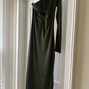 Lovers and Friends Green One Shoulder Midi Dress